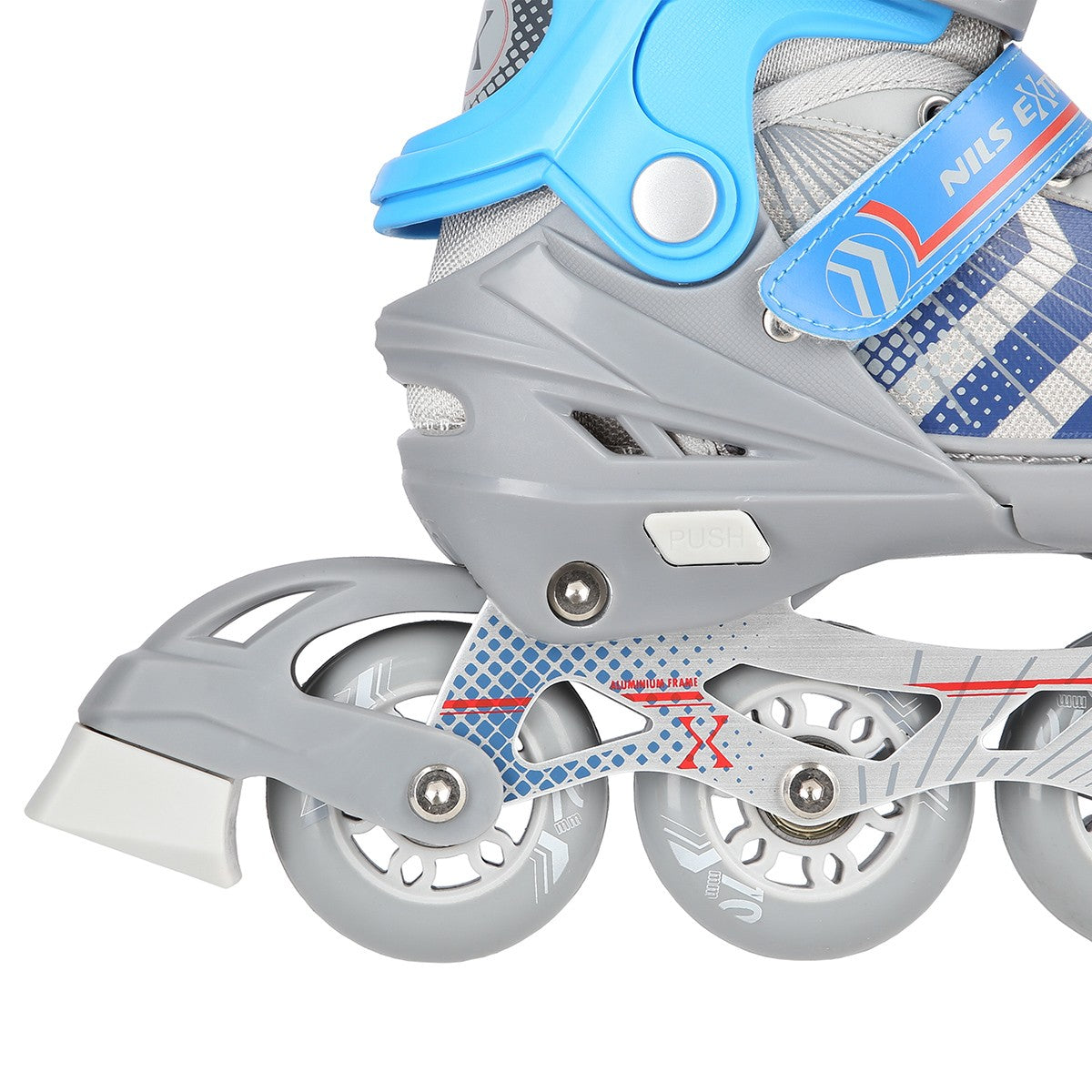 Inline & Hockey Ice Skates, 4-in-1, Grey/Blue, Size M