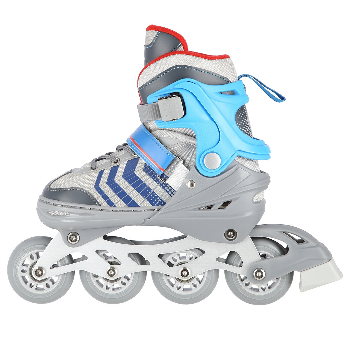 Inline & Hockey Ice Skates, 4-in-1, Grey/Blue, Size M