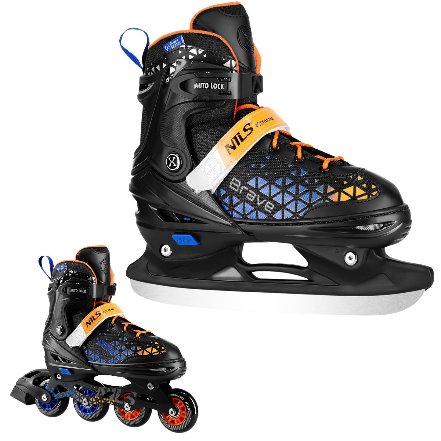 Inline & Hockey Ice Skates Set, 4-in-1, Size L (39-43)