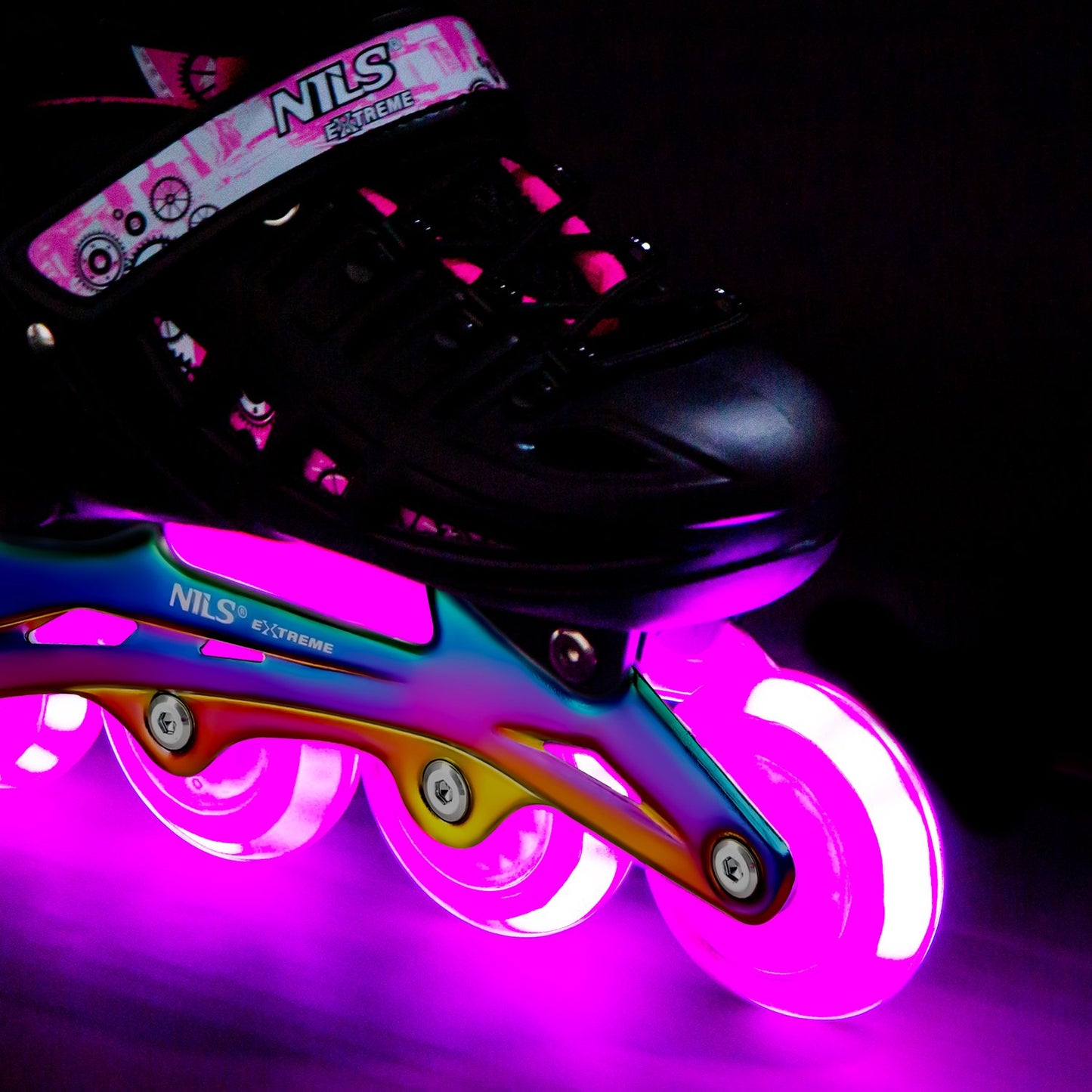 Inline/Ice Skates, 4-in-1, Pink LED, Size L (39-42)