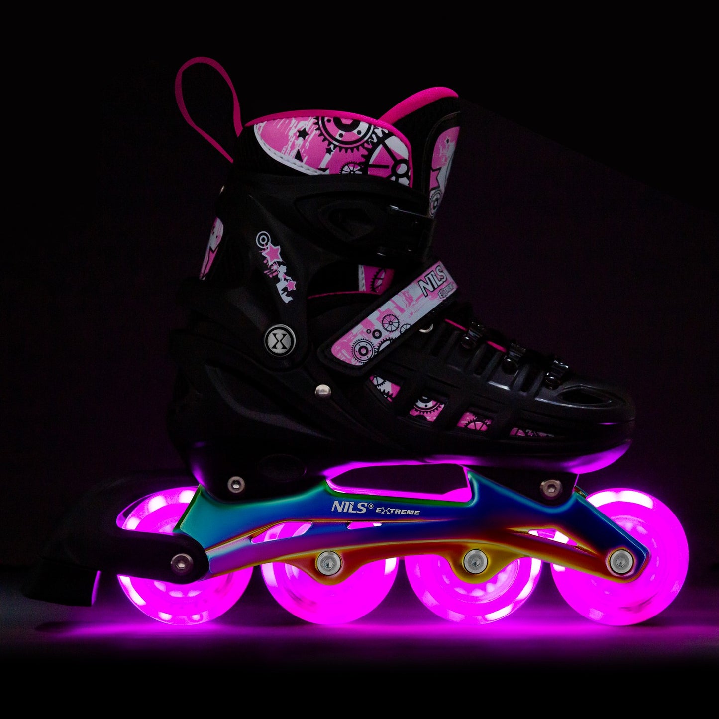 Inline/Ice Skates, 4-in-1, Pink LED, Size L (39-42)
