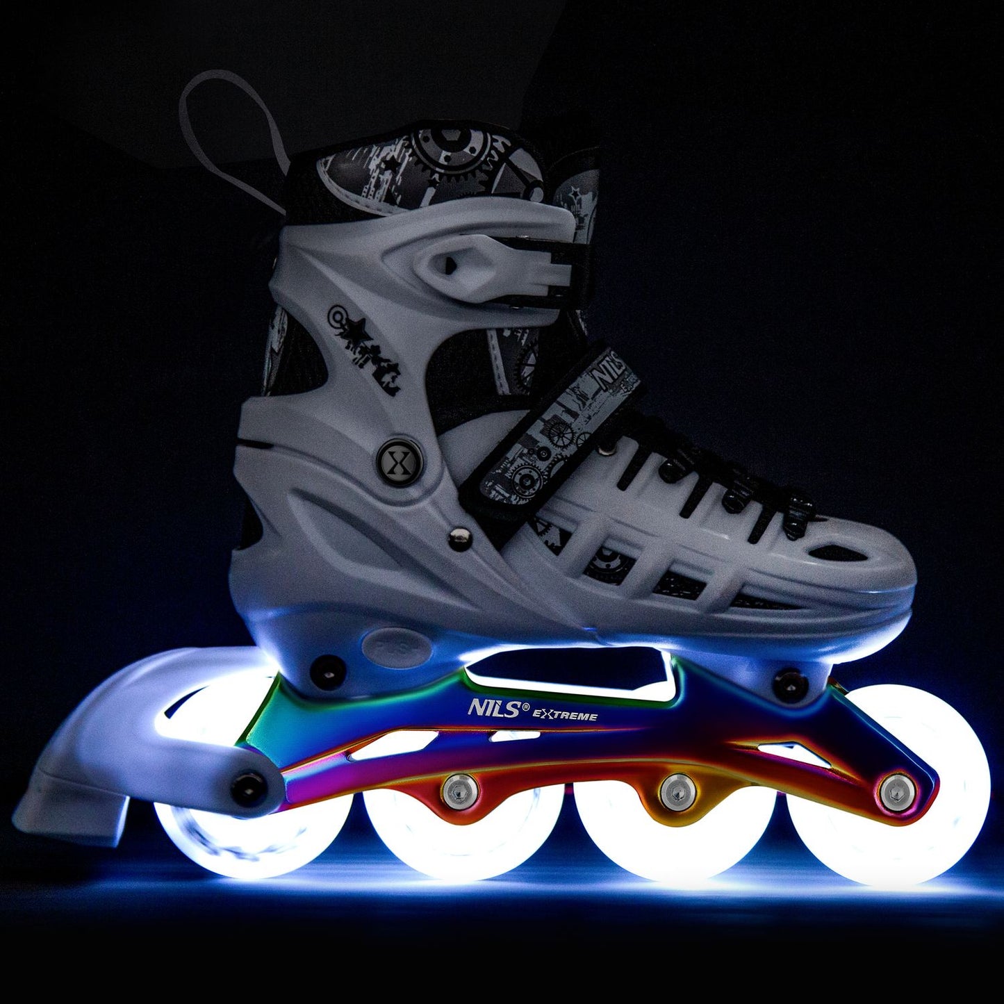Inline/Ice Skates, 4-in-1, White LED, Size L (39-42)