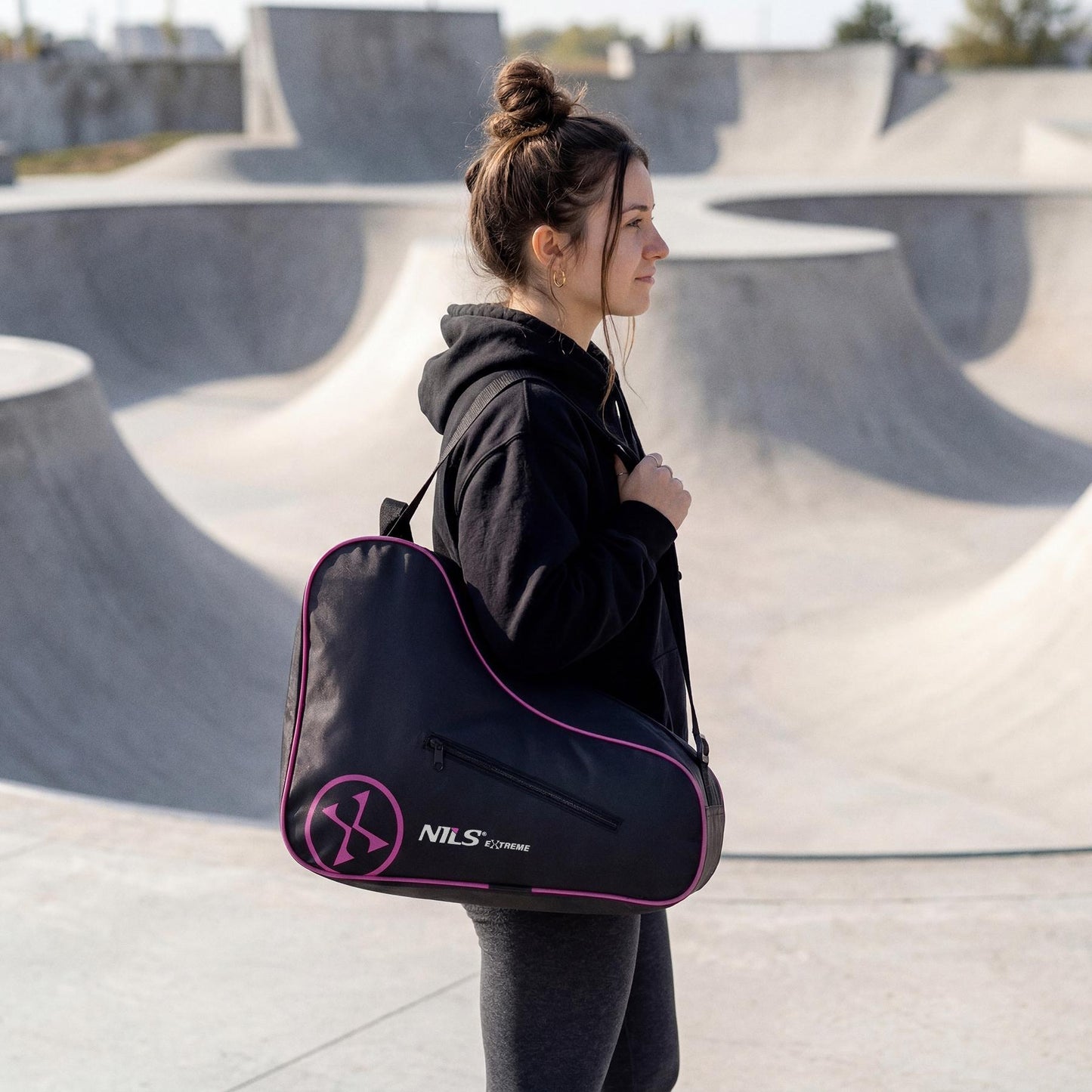 Inline Skate Bag, Pink, 420D Nylon, Zip Pocket
