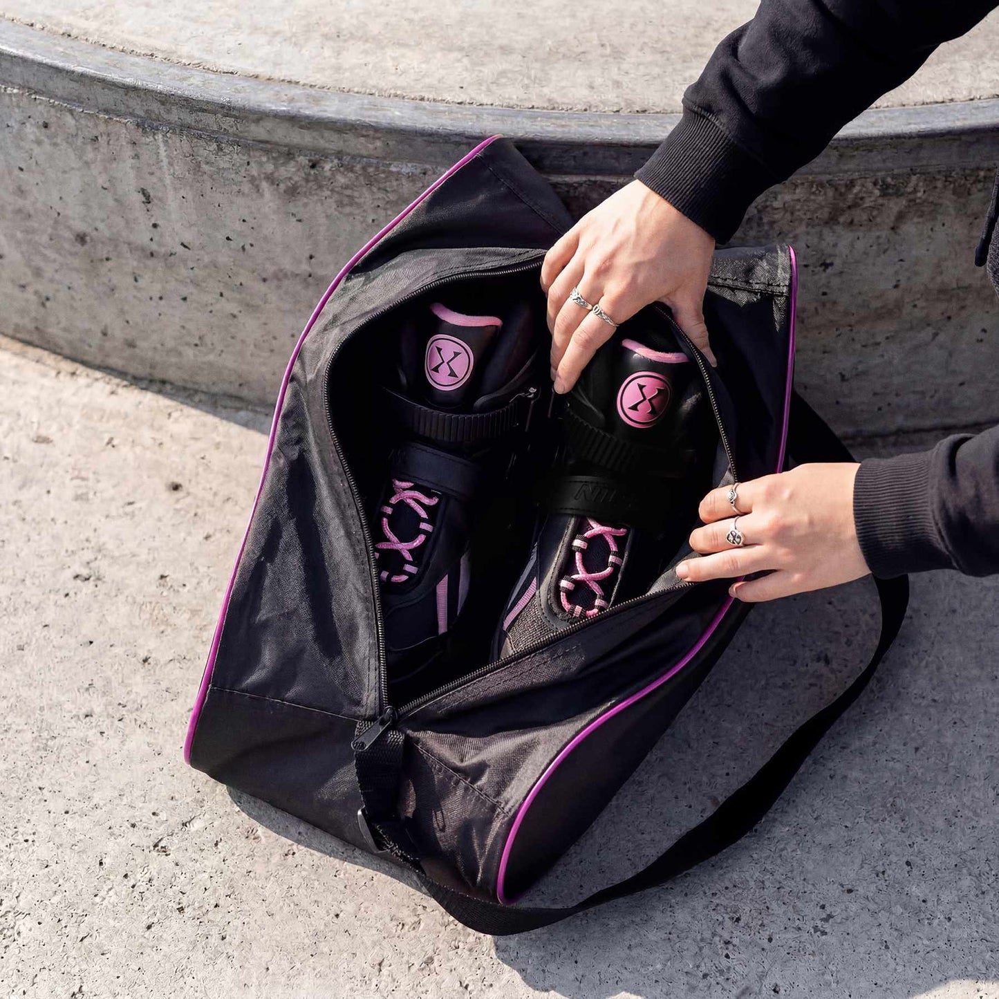 Inline Skate Bag, Pink, 420D Nylon, Zip Pocket