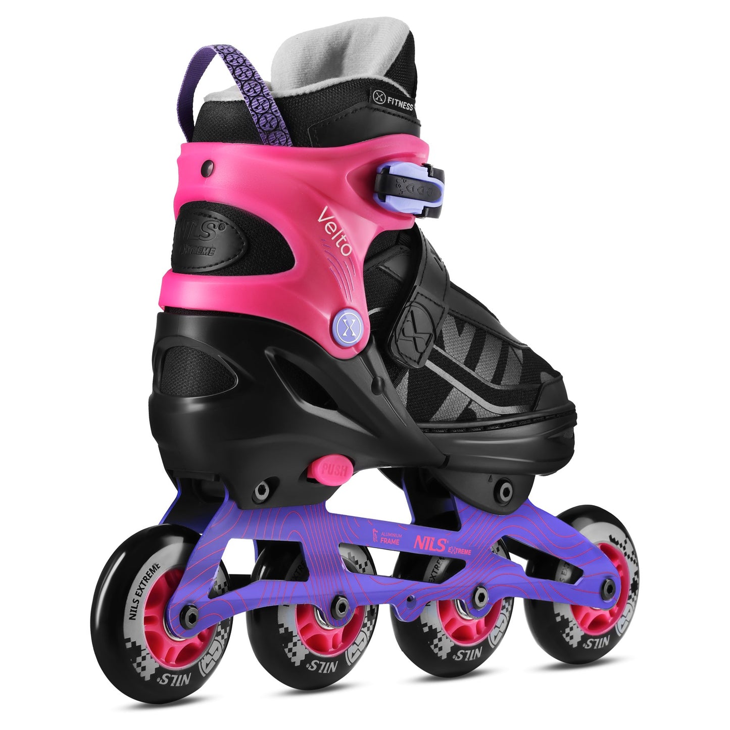 Inline Skates, Adjustable Size 42–45, Pink, ABEC 7