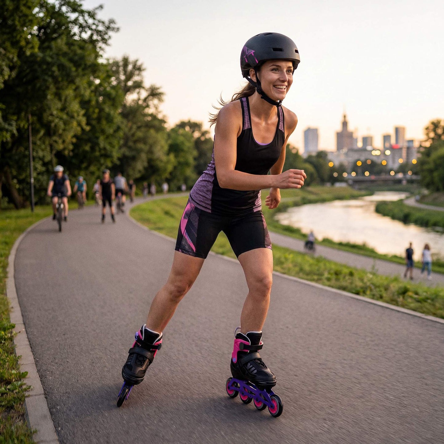 Inline Skates, Adjustable Size EU 35-38, Pink, ABEC 7