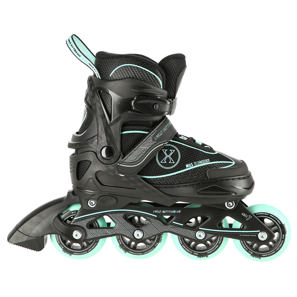 Inline Skates, Adjustable Size S (31-34), Black-Mint