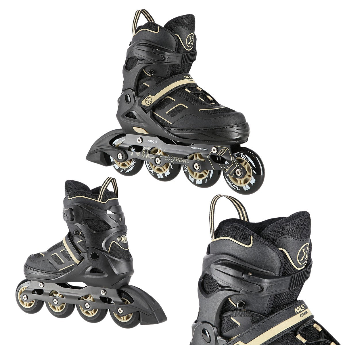 Inline Skates, Black-Beige, Size S