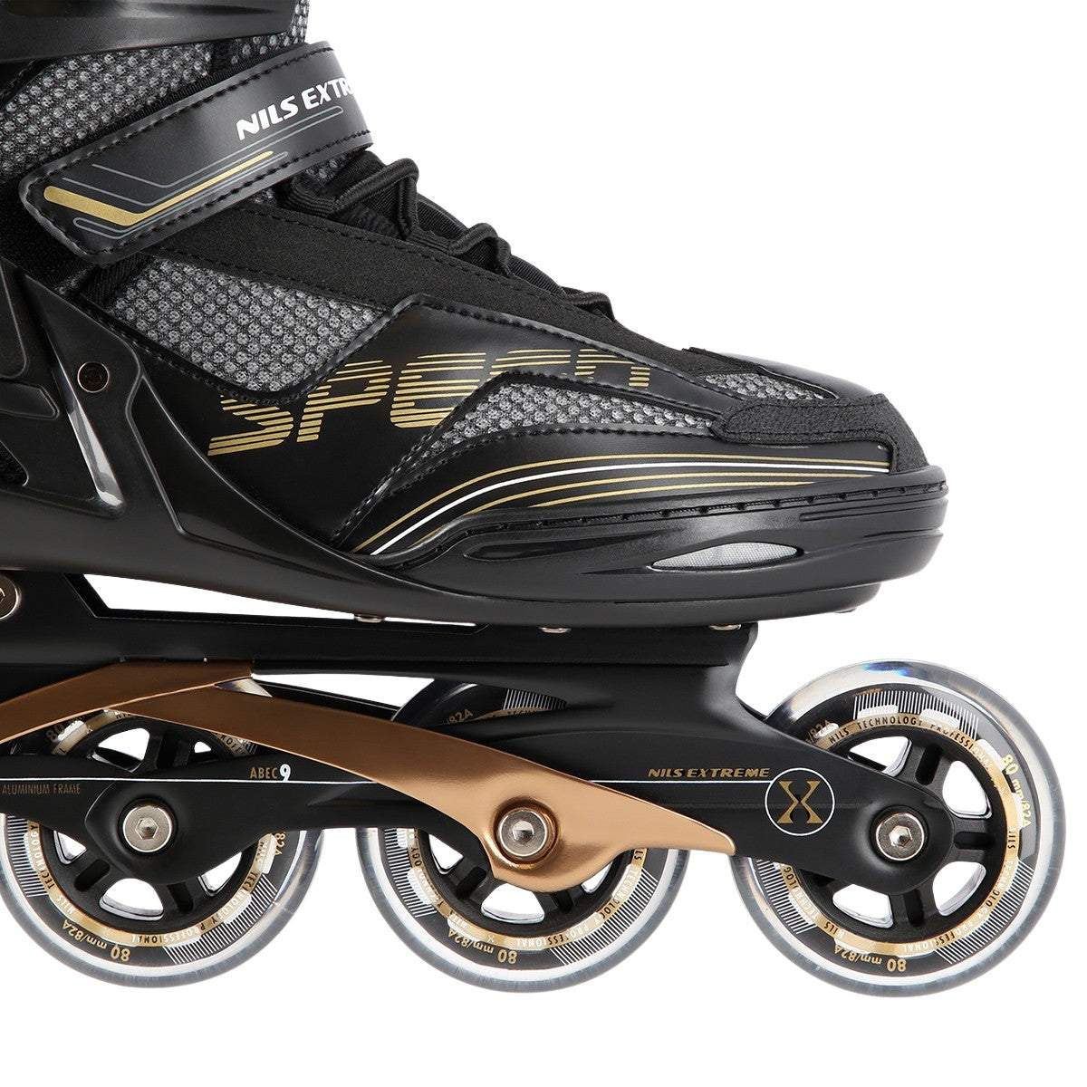Inline Skates, Black-Gold, Size 45