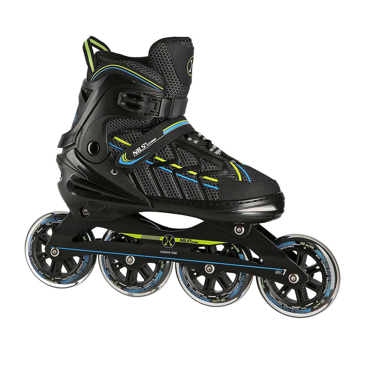 Inline Skates, Black-Lime, Size L (39-42)