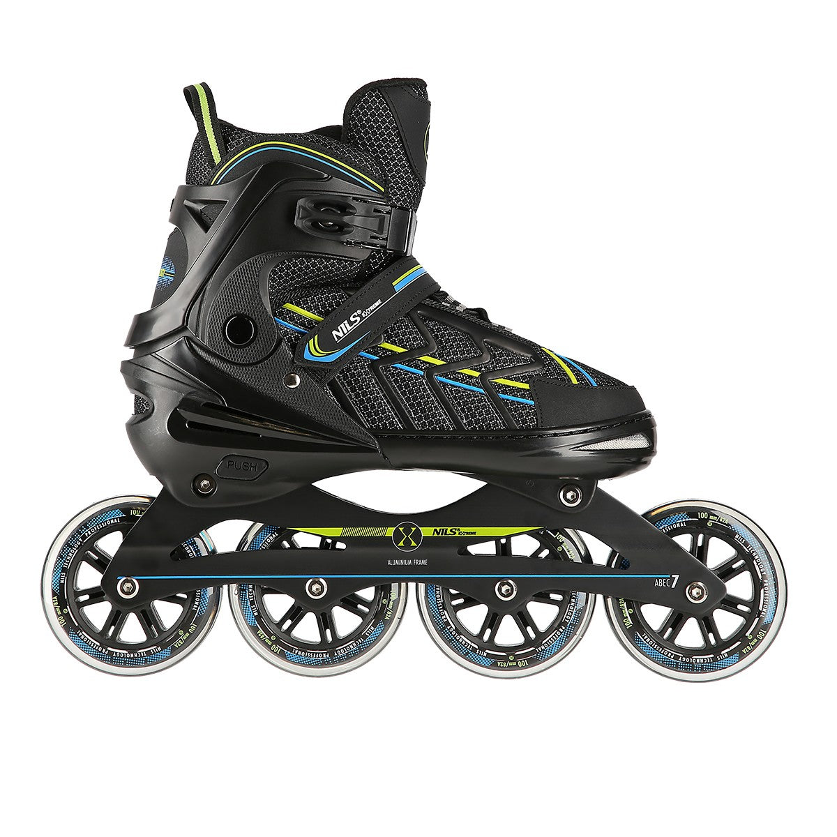 Inline Skates, Black-Lime, Size L (39-42)