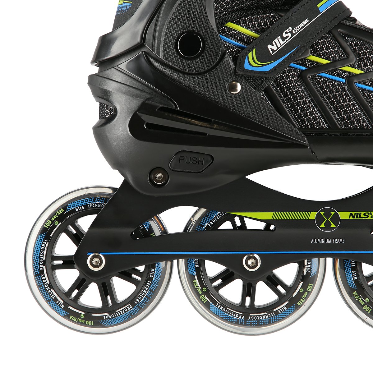 Inline Skates, Black-Lime, Size L (39-42)