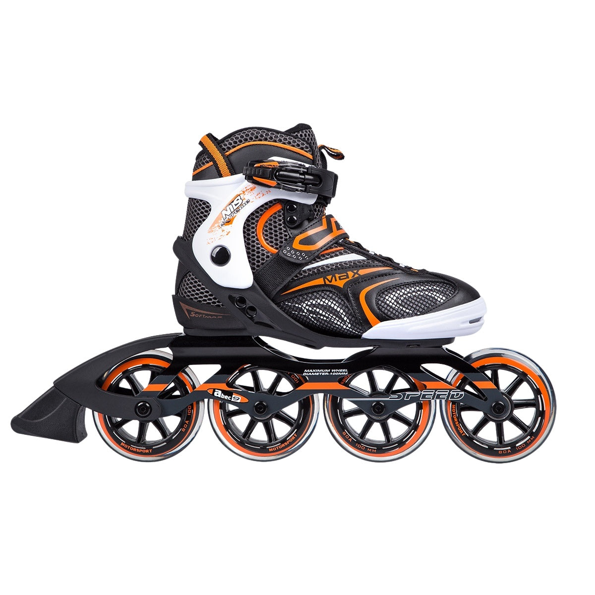 Inline Skates, Black-Orange, Size 42