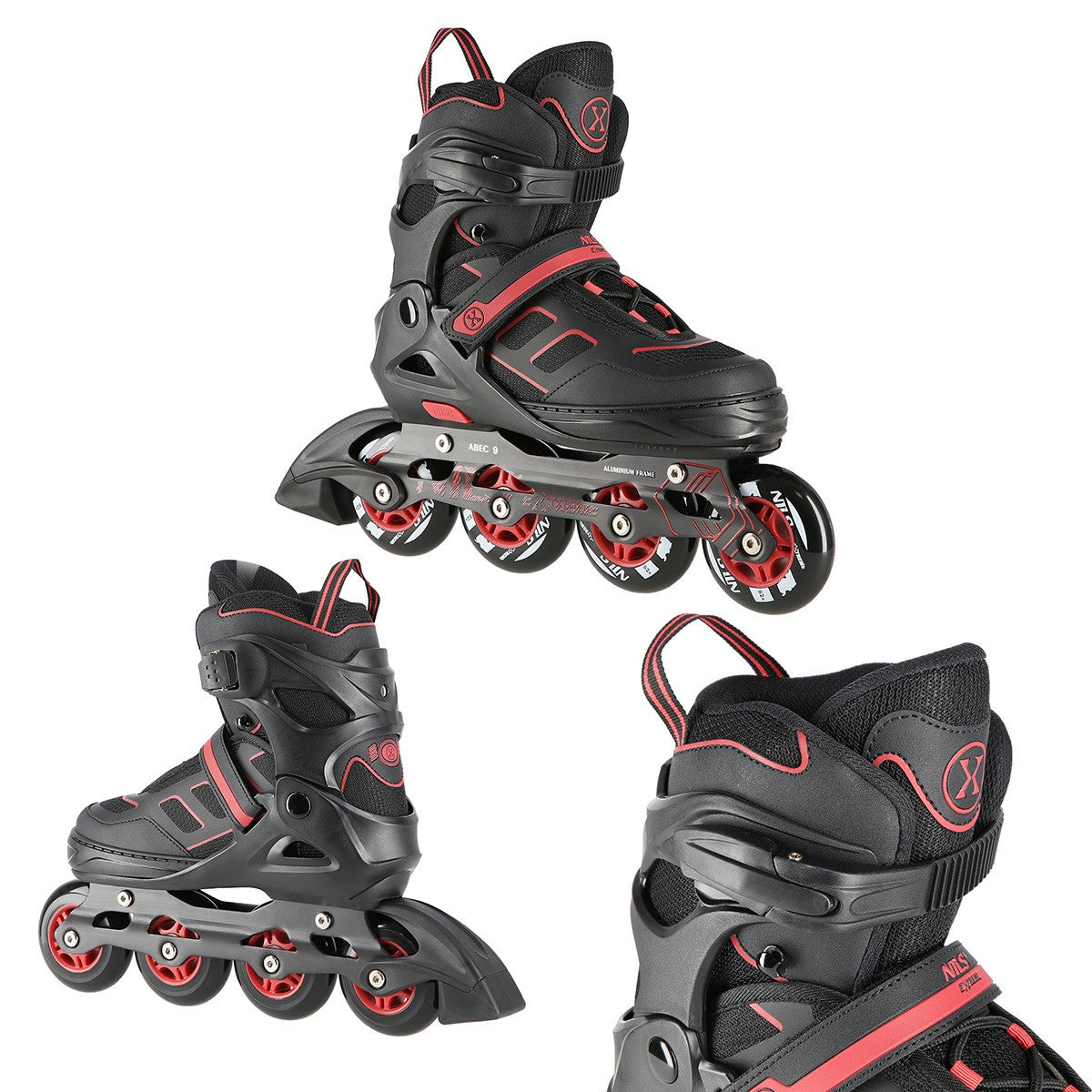 Inline Skates, Black-Red, Size L, Adult