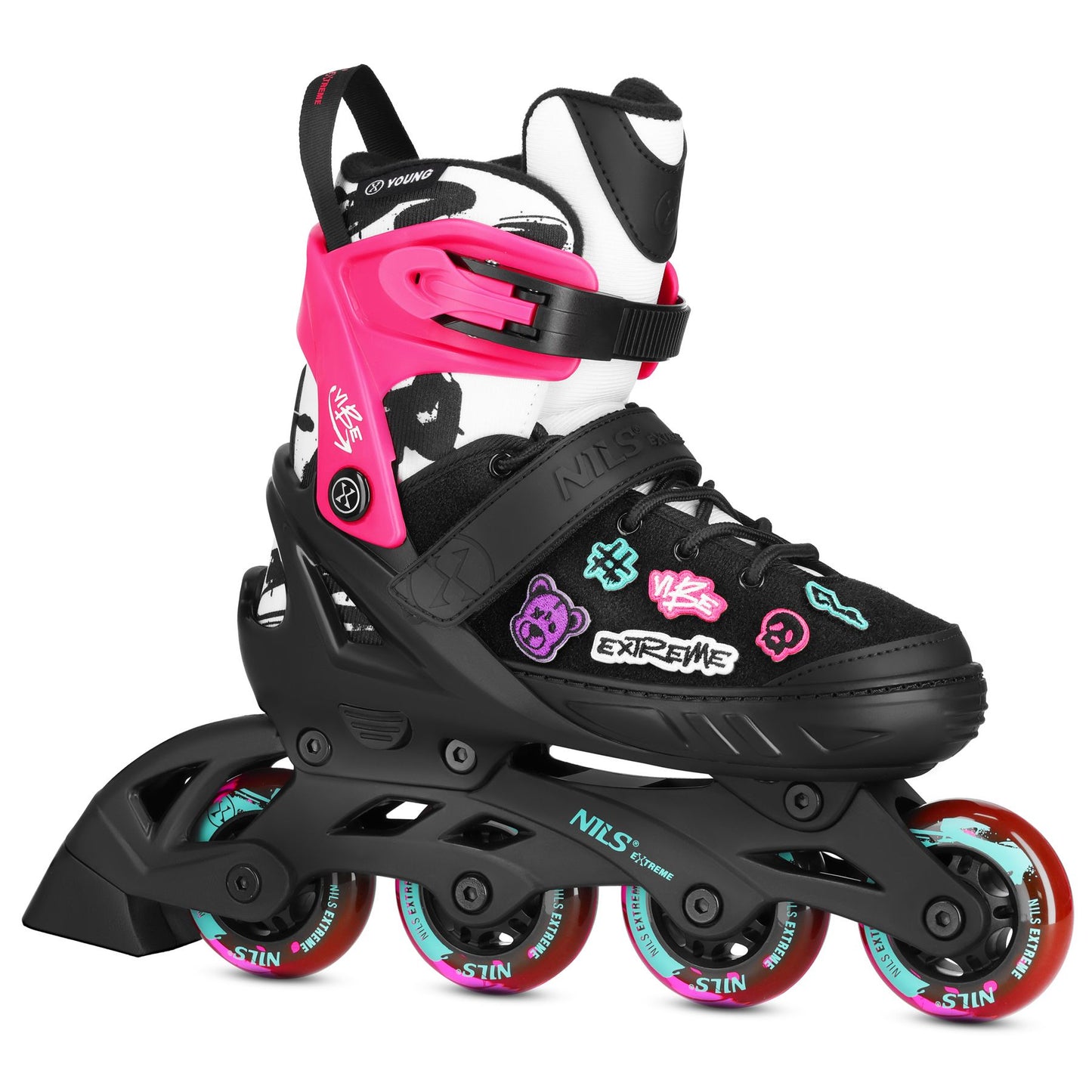Inline Skates, Pink, Size M (37-40), ABEC-5 Bearings