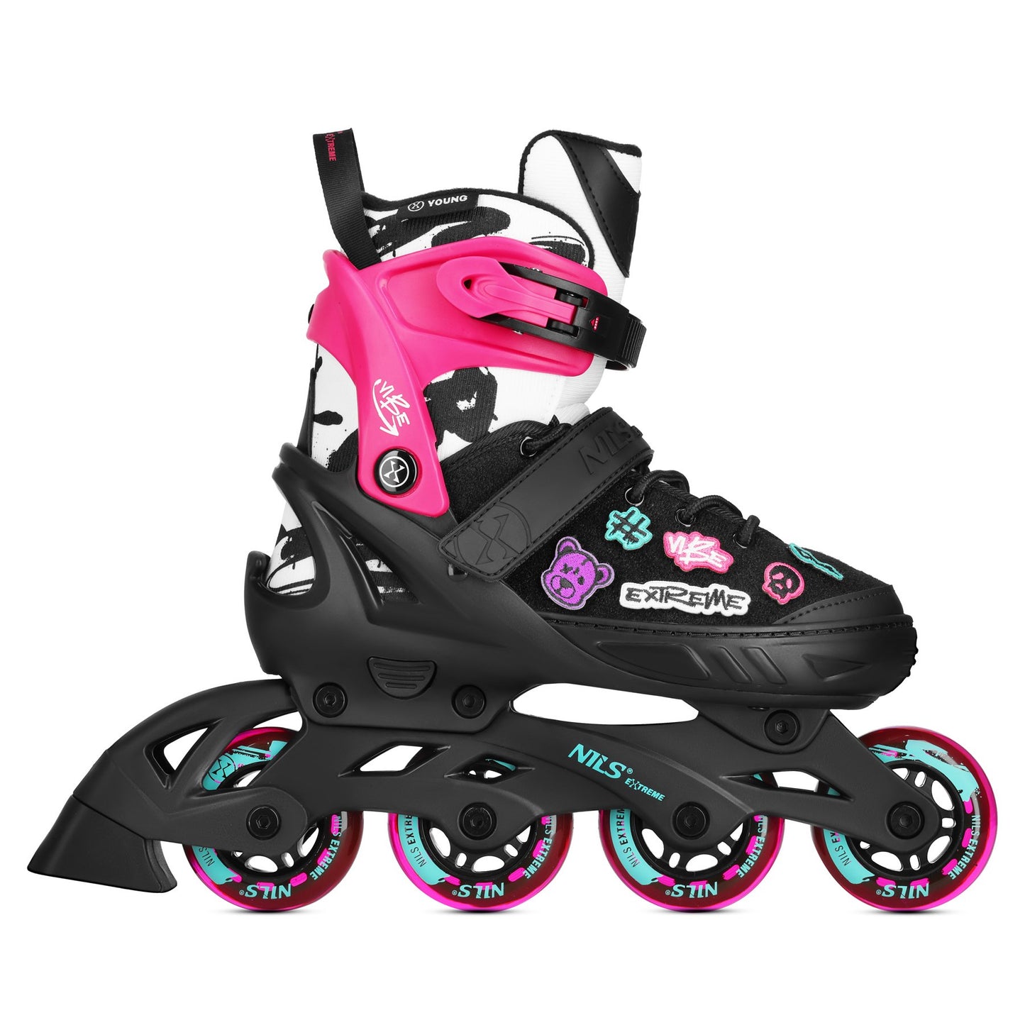Inline Skates, Pink, Size M (37-40), ABEC-5 Bearings