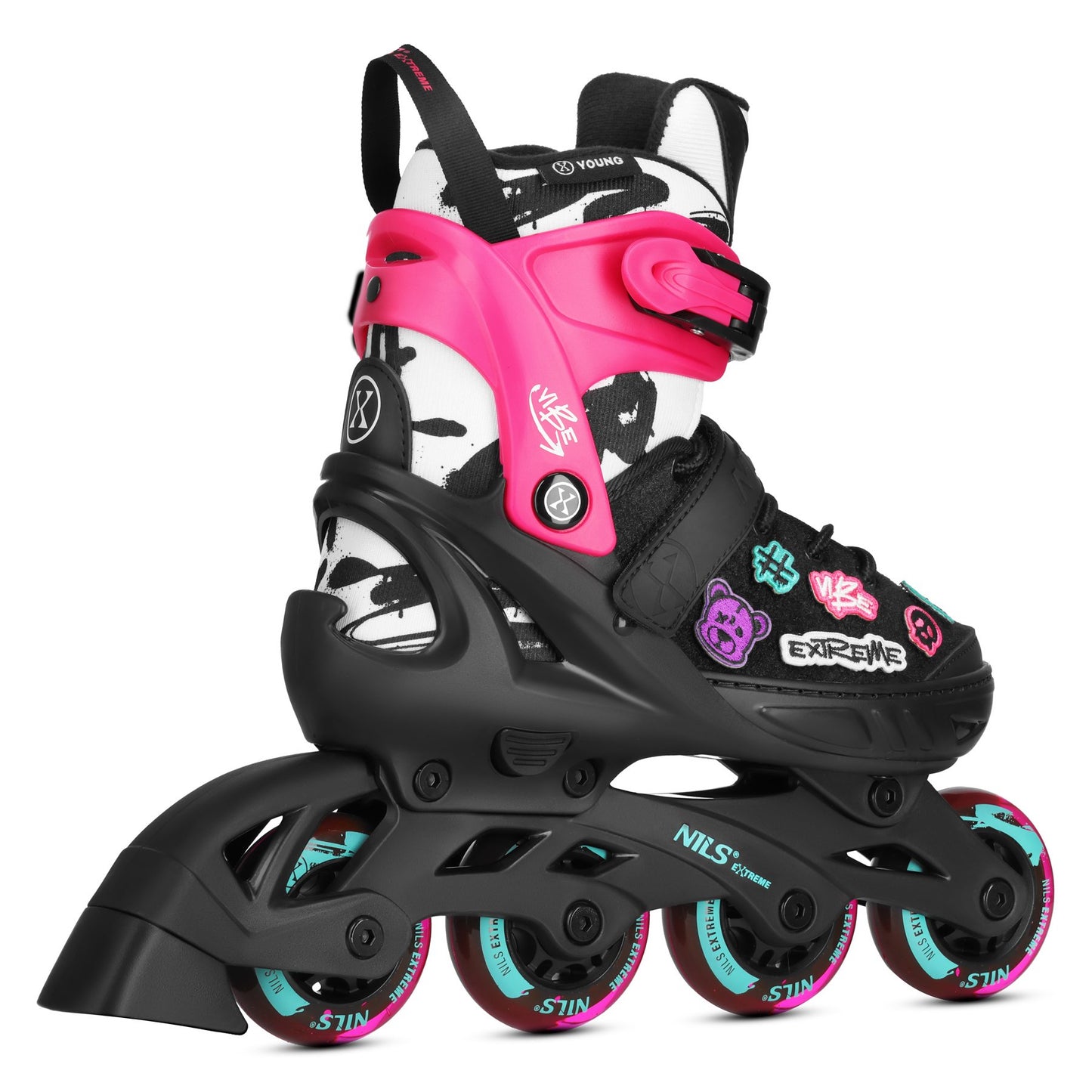 Inline Skates, Pink, Size S (33-36), ABEC-5 Bearings