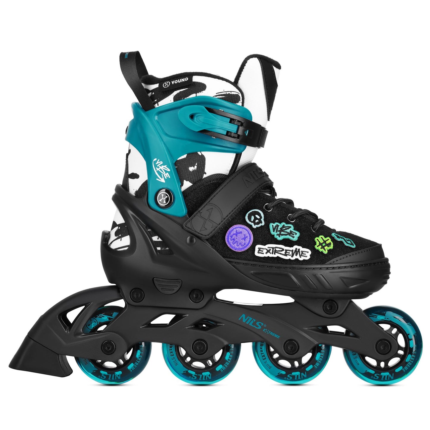 Inline Skates, Turquoise, Size S (33-36), ABEC-5 Bearings