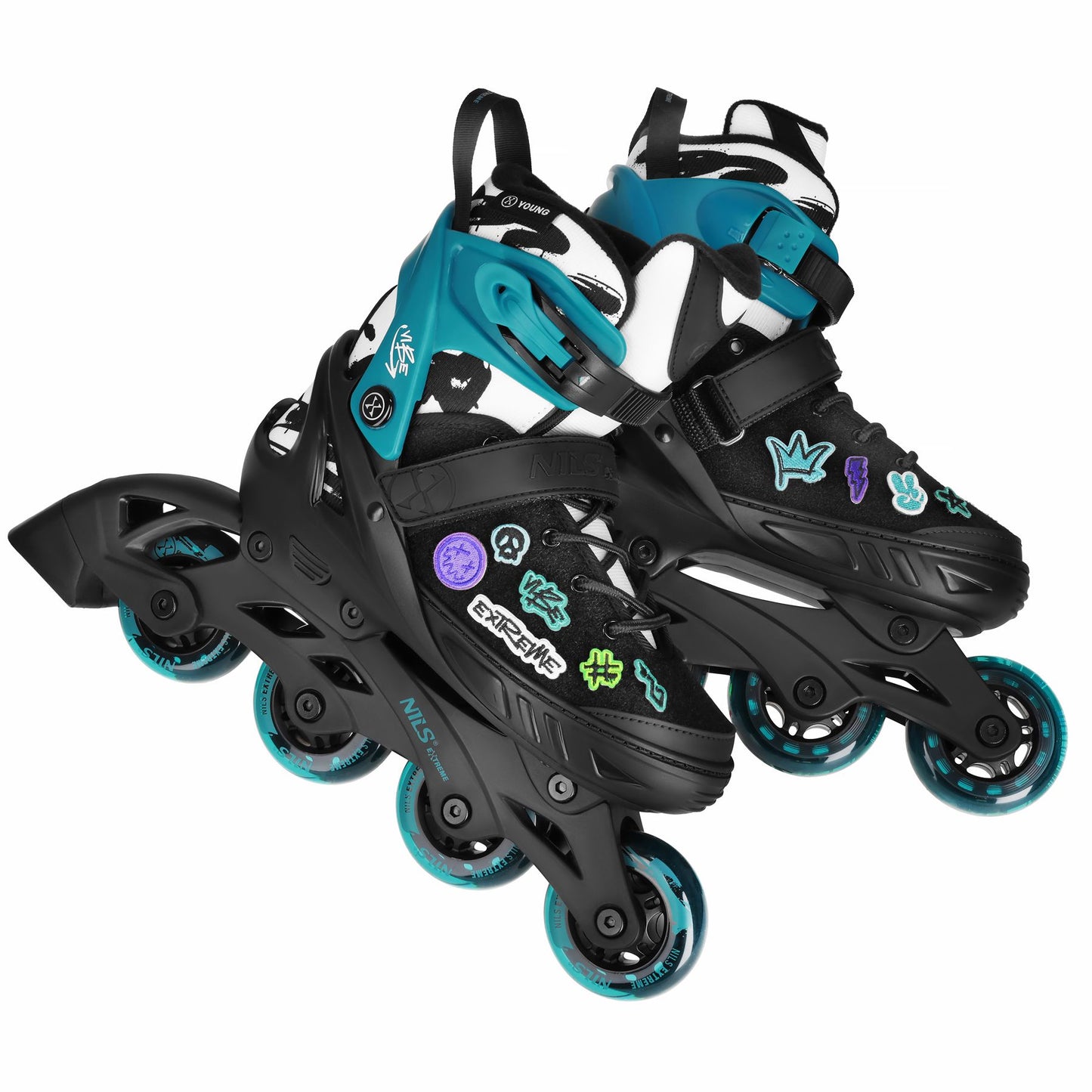 Inline Skates, Turquoise, Size S (33-36), ABEC-5 Bearings