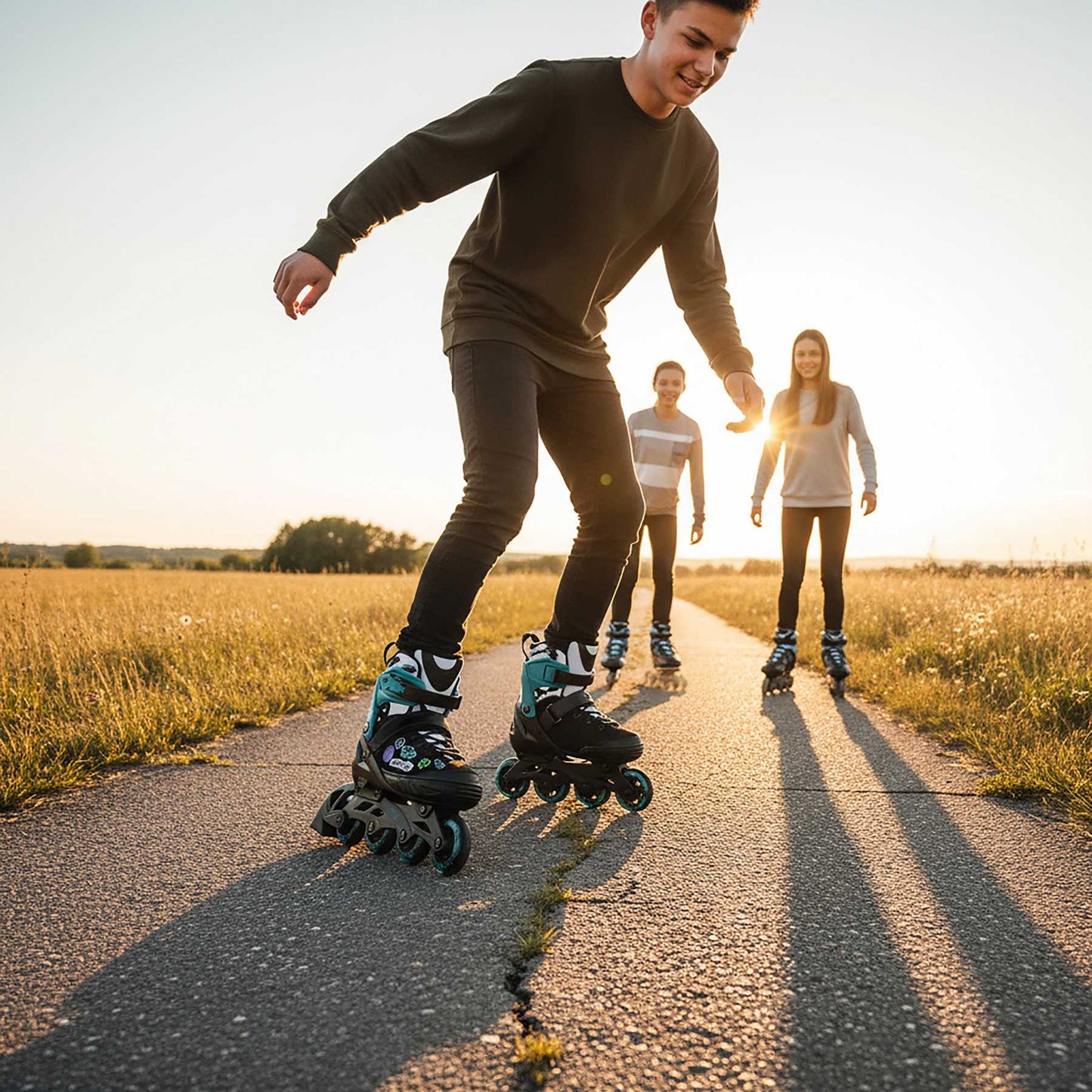 Inline Skates, Turquoise, Size S (33-36), ABEC-5 Bearings