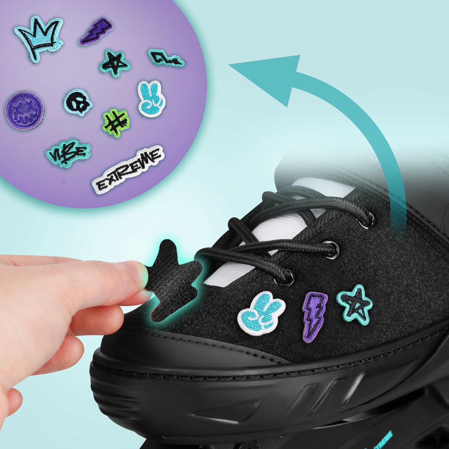 Inline Skates, Turquoise, Size XS (29-32), ABEC-5 Bearings