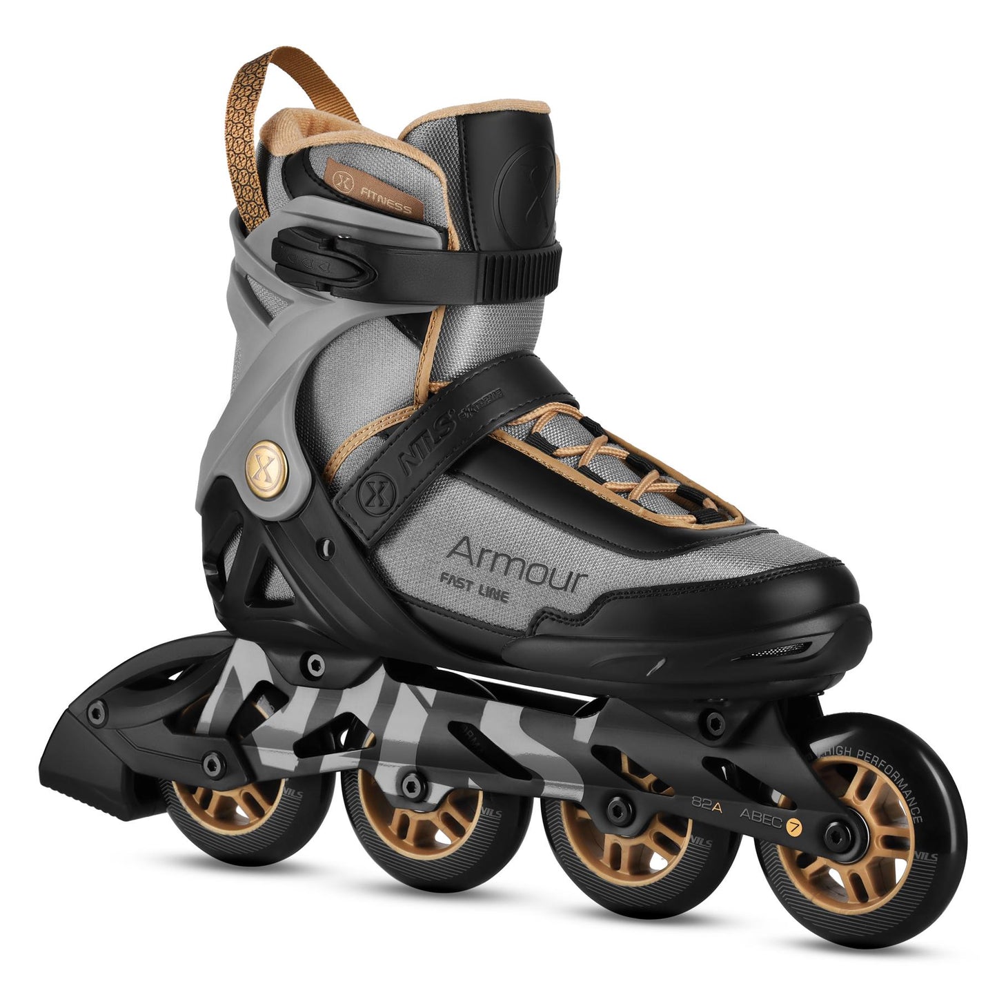 Inline Skates With Brake, ABEC-7, Dark Gray, Size 38