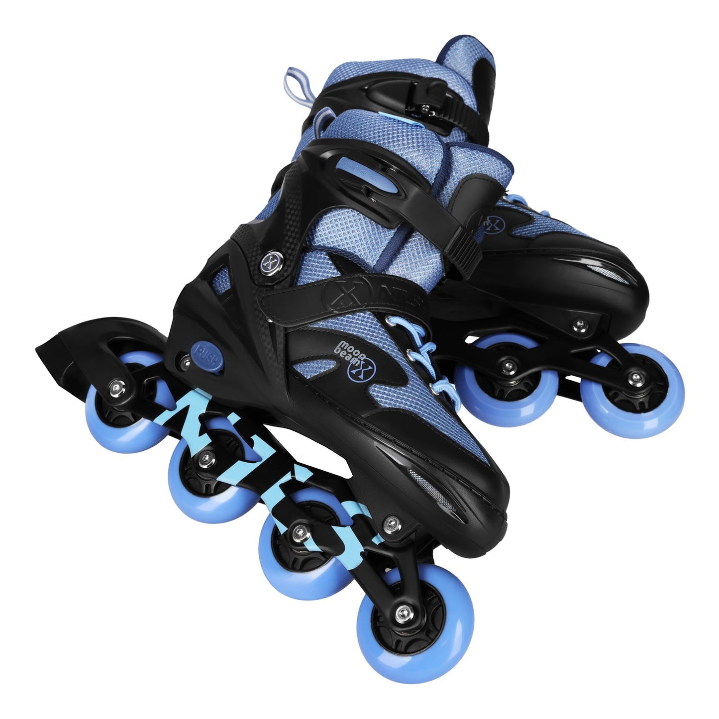 Inline Skates with LED, Protectors, Blue, Size S (31-34)
