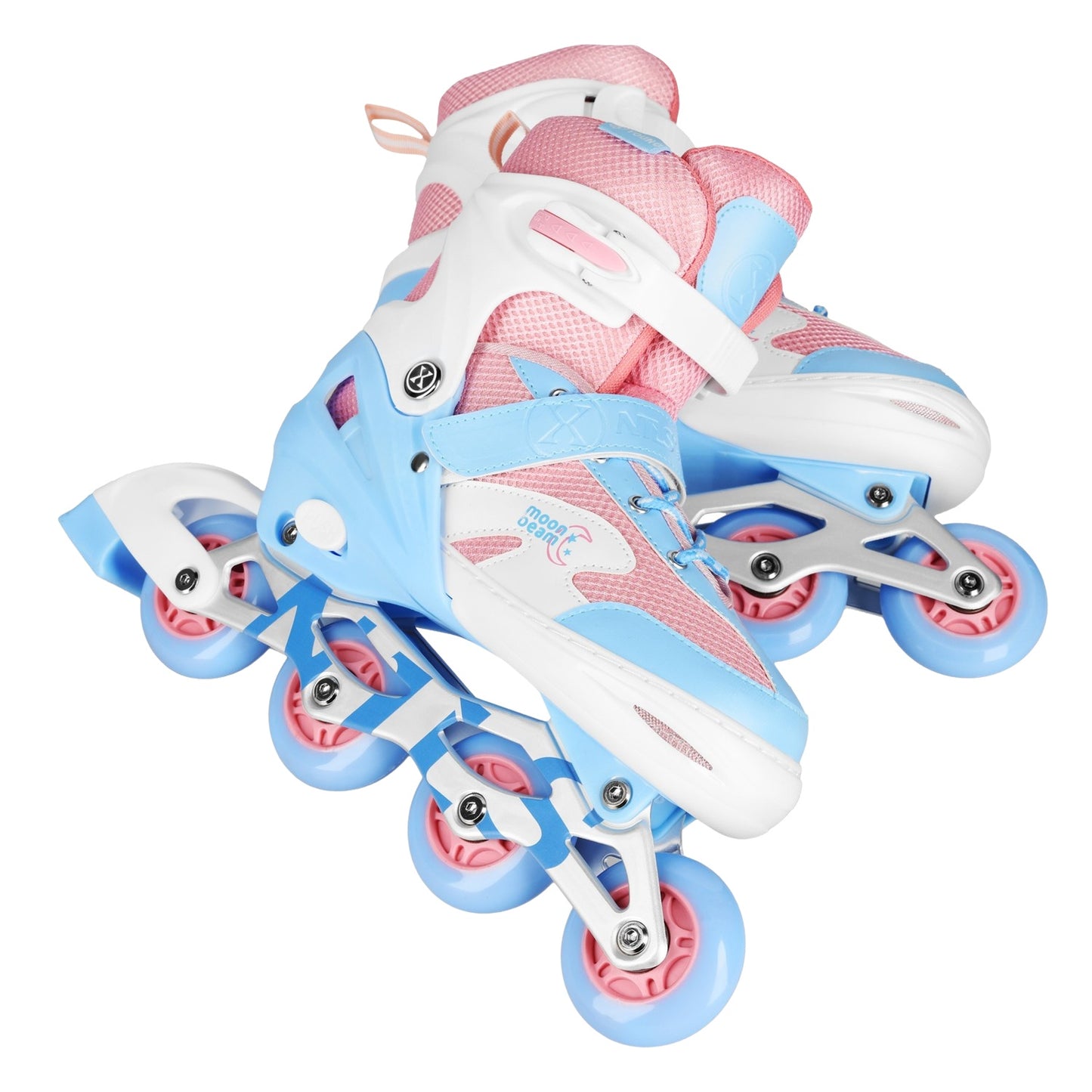 Inline Skates with LED, Protectors, White, Size M (35-38)
