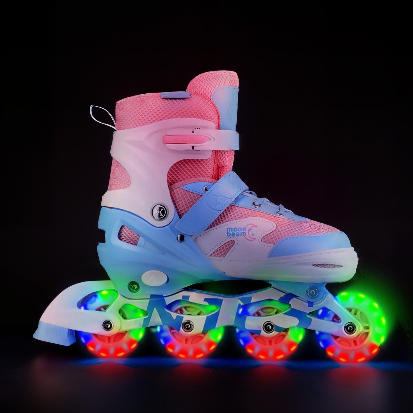Inline Skates with LED, Protectors, White, Size M (35-38)