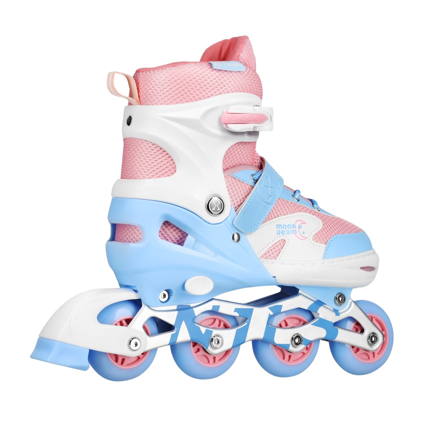 Inline Skates with LED, Protectors, White, Size S (31-34)