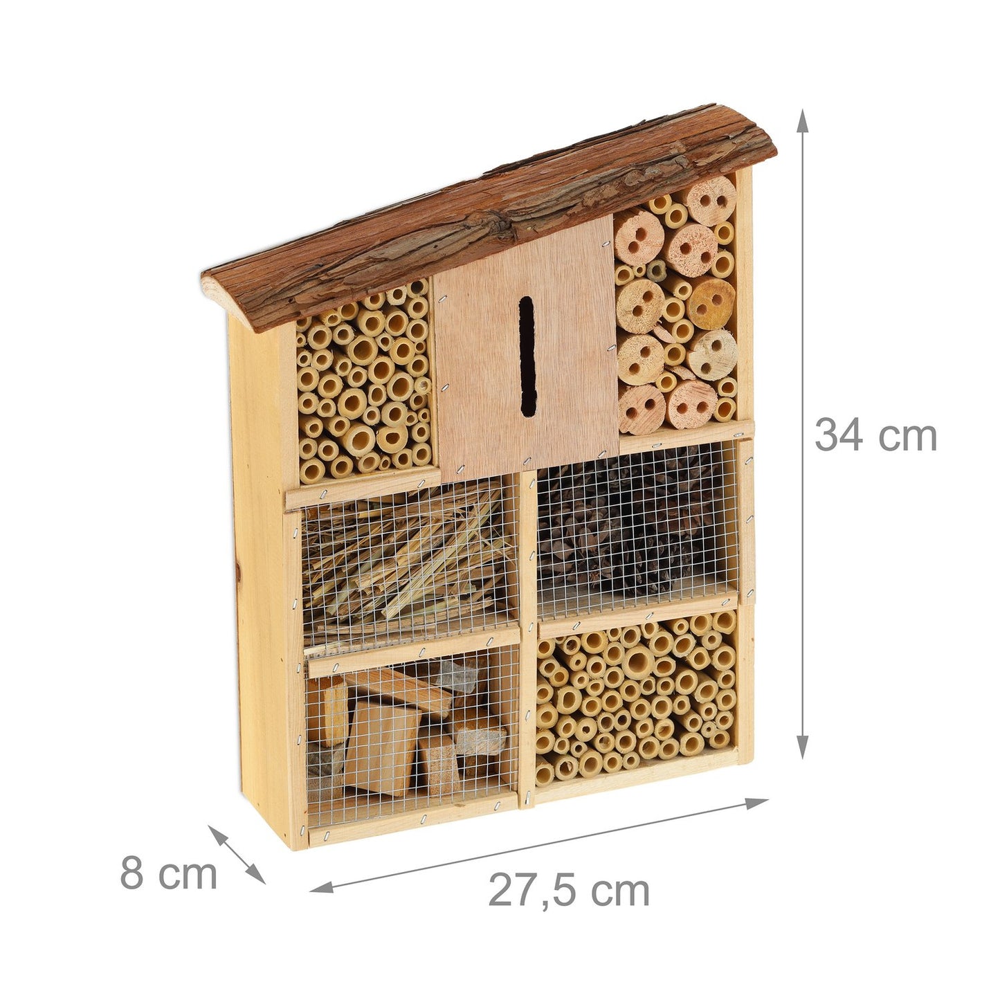 Insect hotel with bark roof
