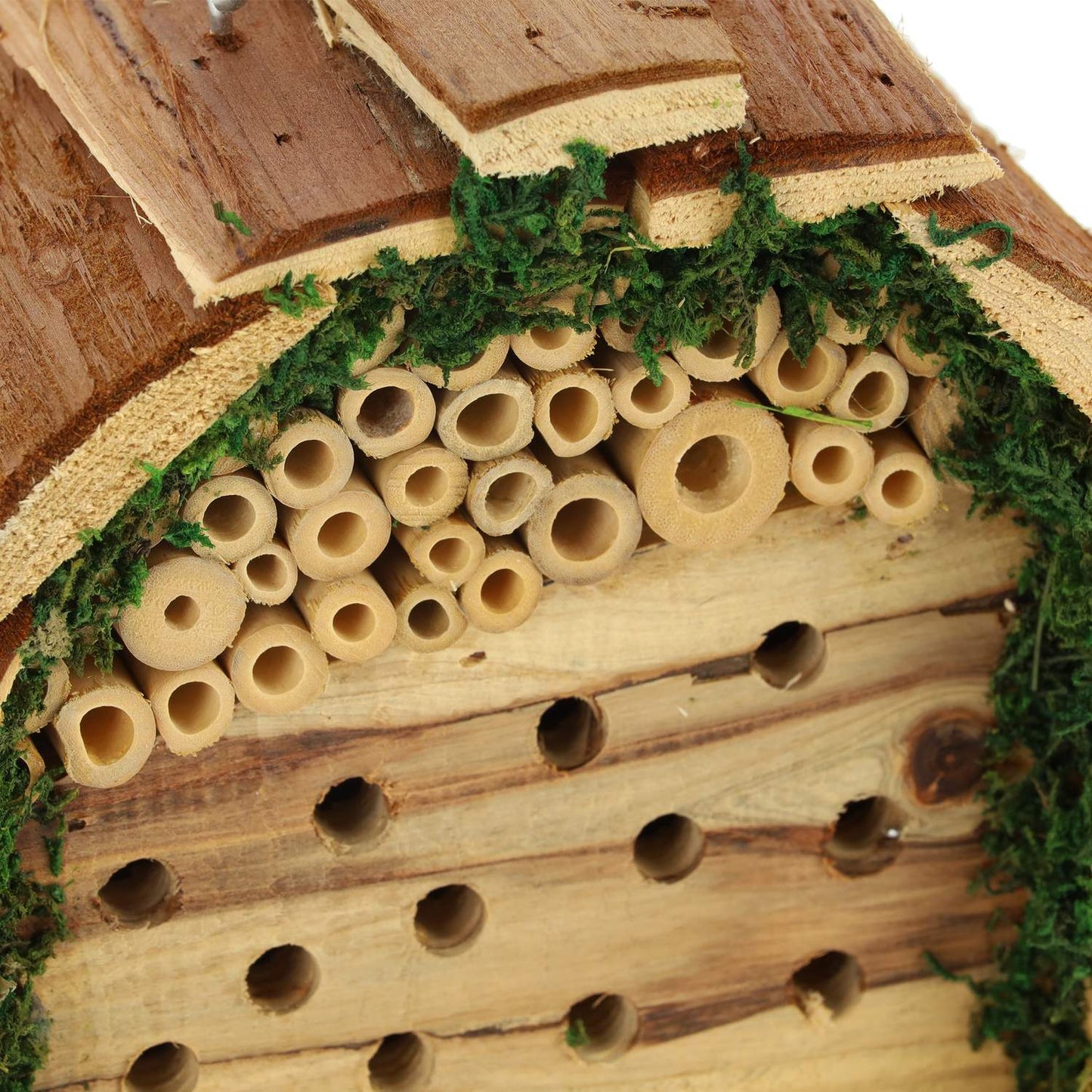 Insect hotel with moss