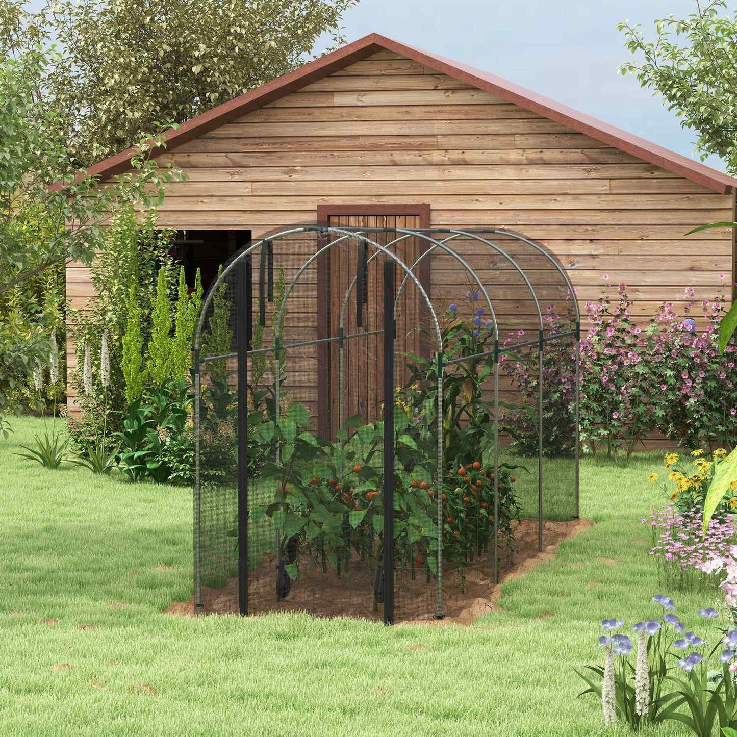 Garden insect protection net with door, 1.2 x 3.6 m, black HDPE