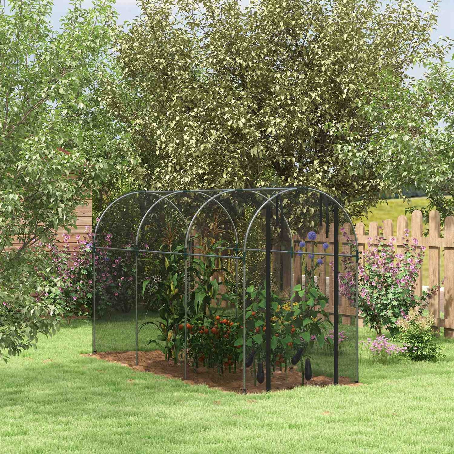 Garden insect protection net with door, 1.2 x 3.6 m, black HDPE
