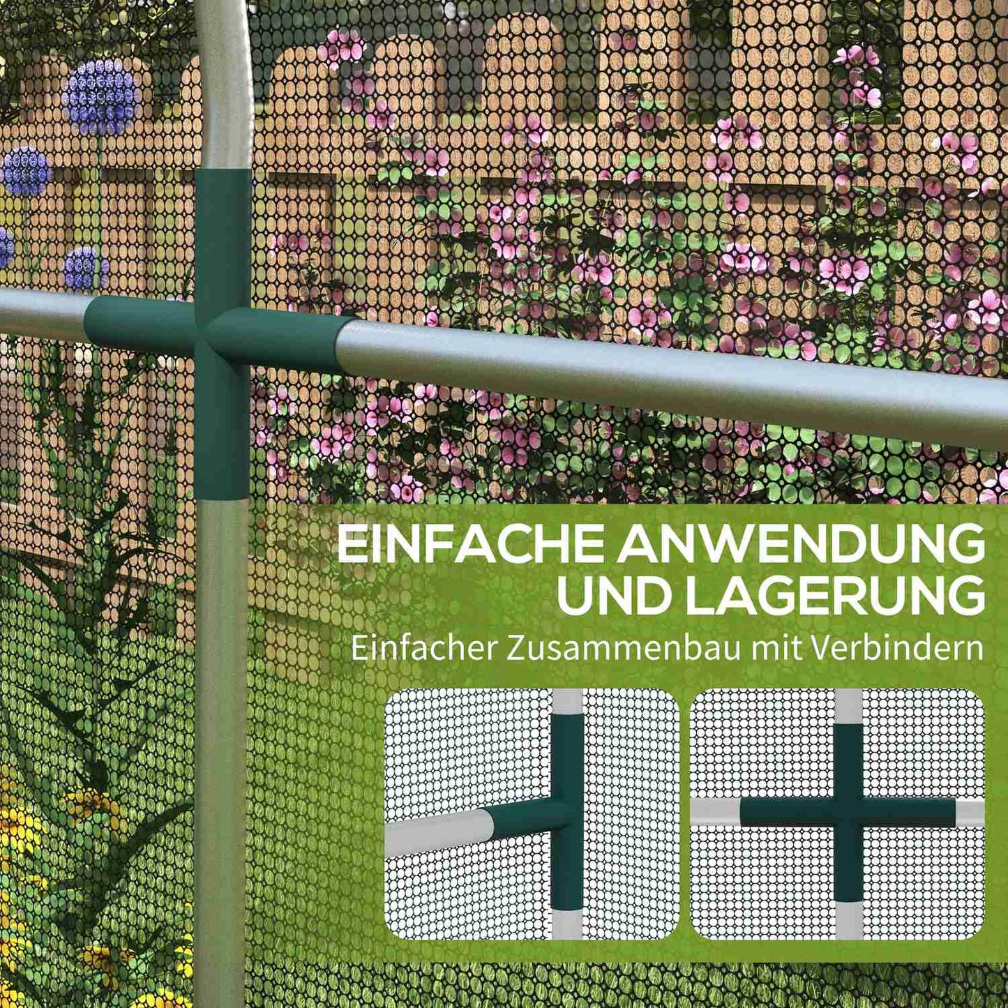 Garden insect protection net with door, 1.2 x 3.6 m, black HDPE