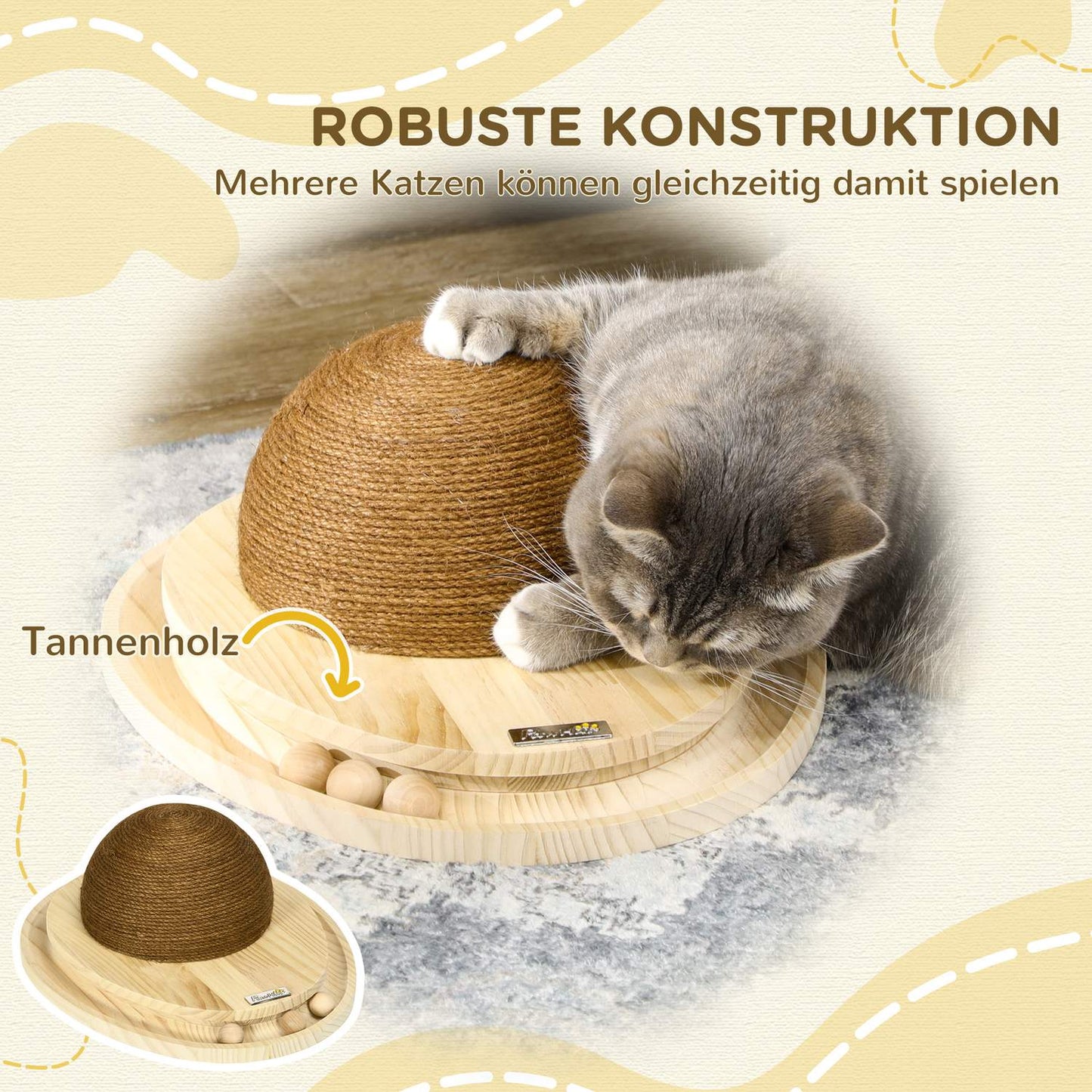 Interactive cat toy - scratching board and marble track