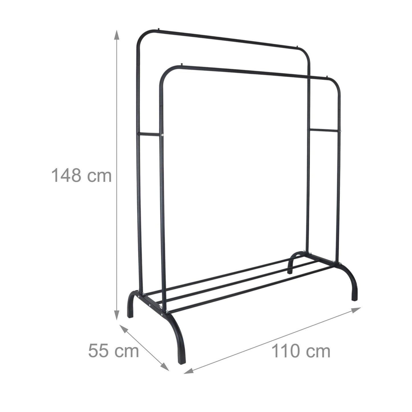 Iron Coat Rack with 2 Bars and Shelf
