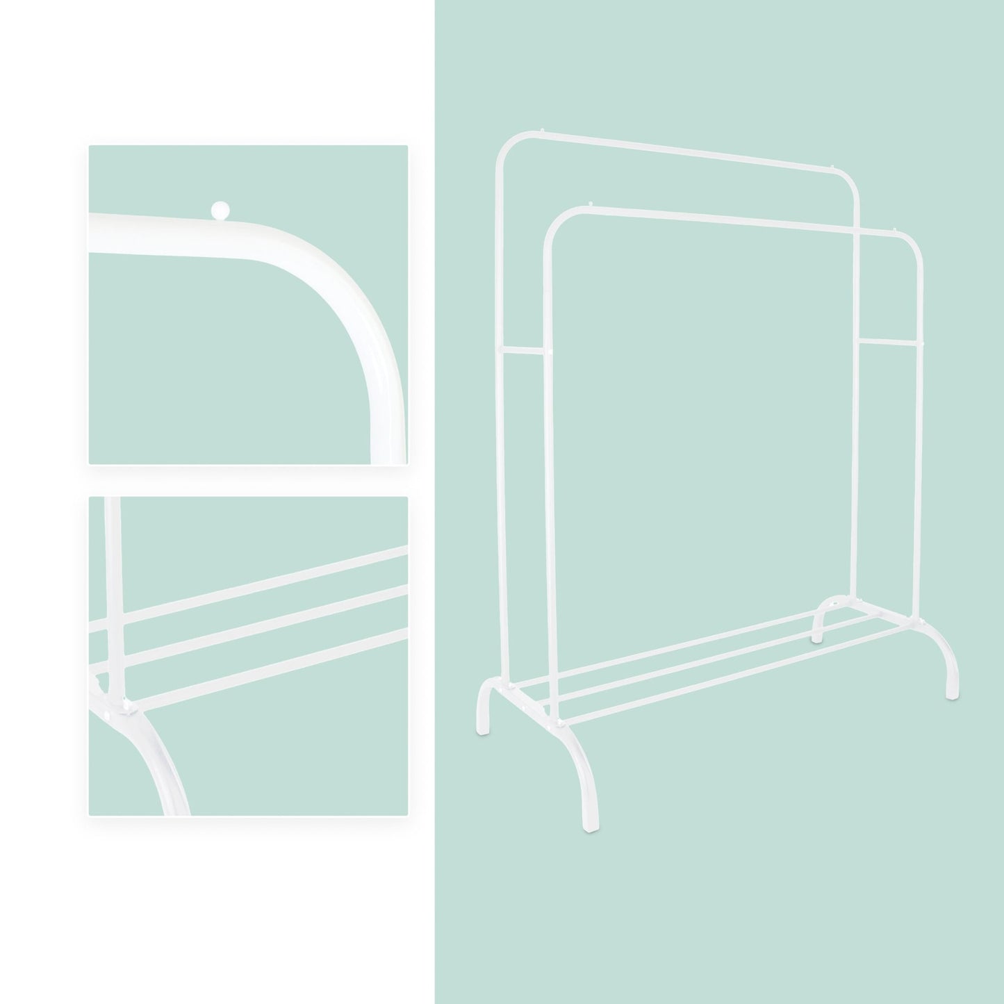 Iron Coat Rack with 2 Bars and Shelf