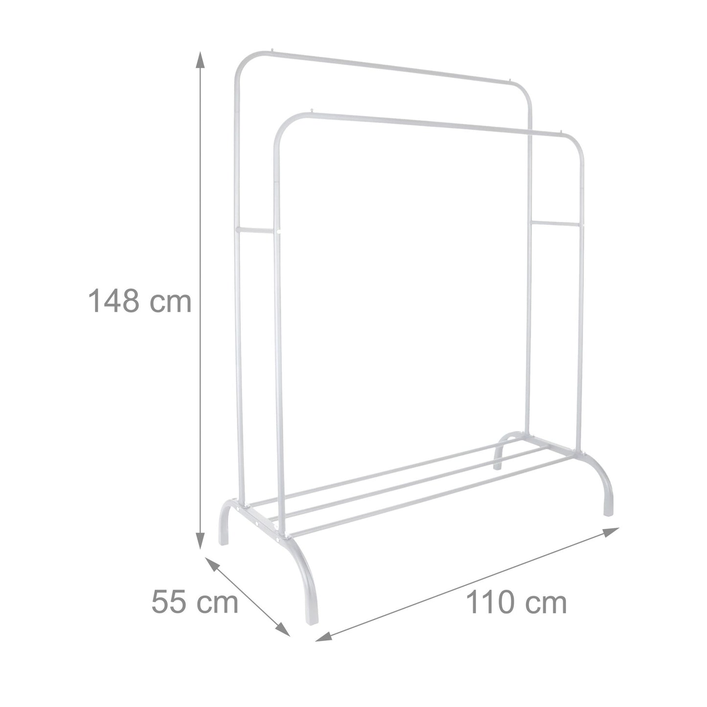 Iron Coat Rack with 2 Bars and Shelf