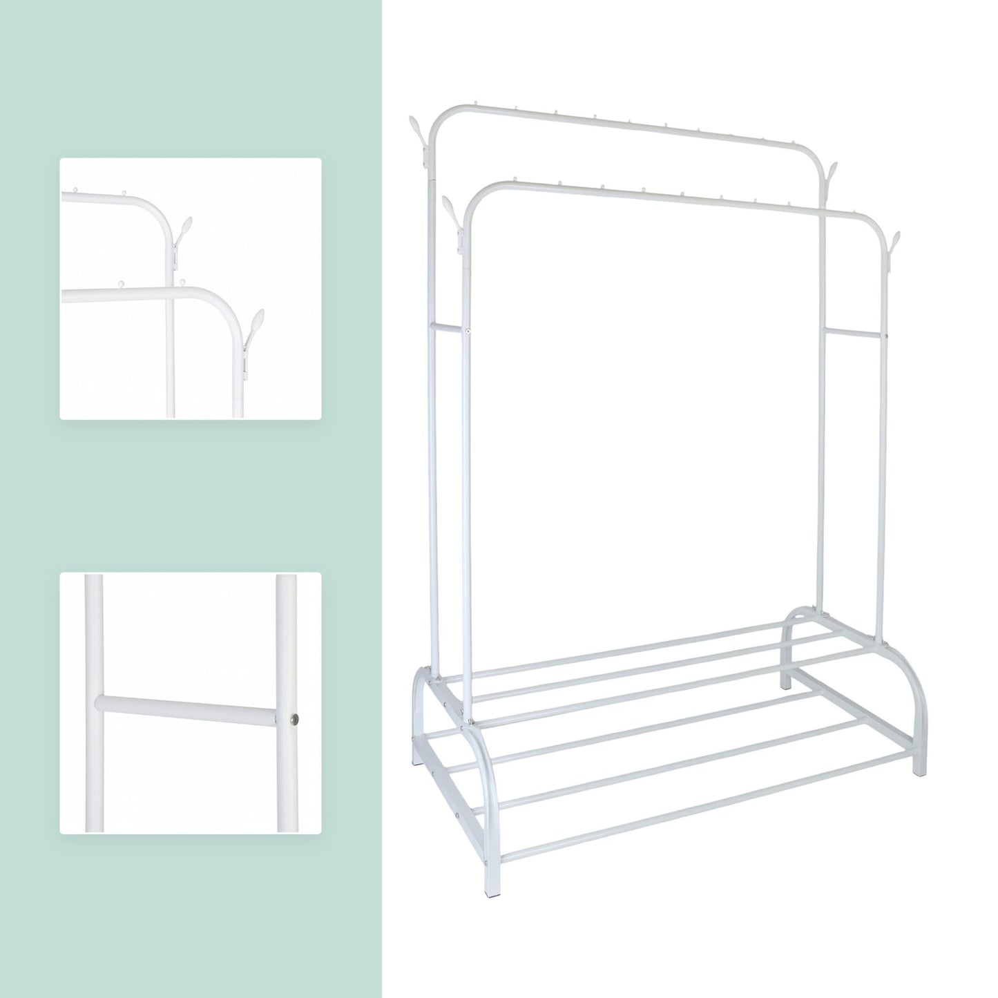 Iron Double Wardrobe with 2 Rods and Shelves