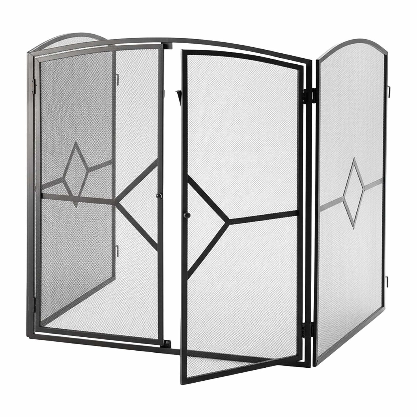 Iron Fireplace Screen, 3-Piece with Door