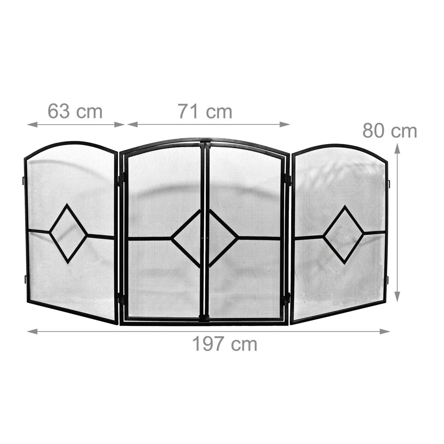 Iron Fireplace Screen, 3-Piece with Door