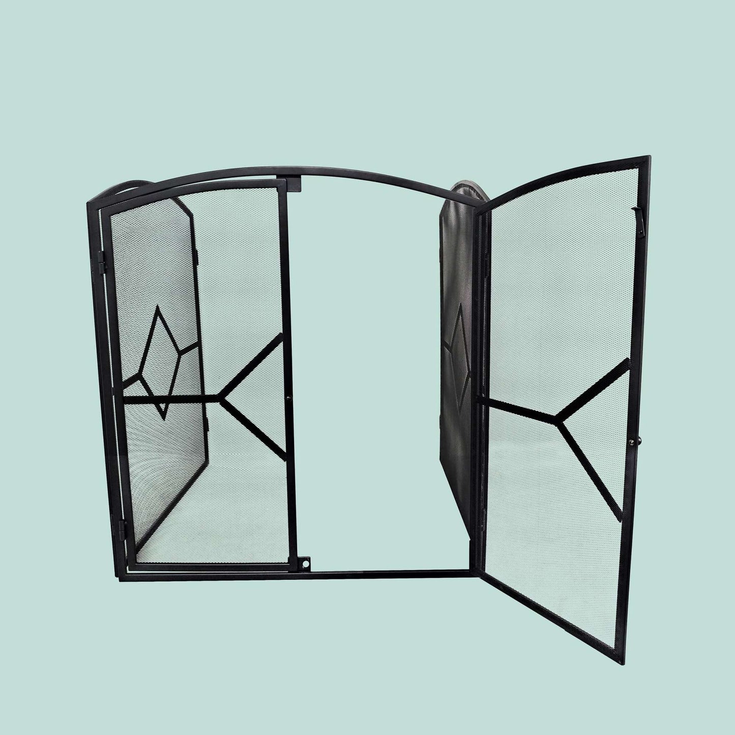 Iron Fireplace Screen, 3-Piece with Door