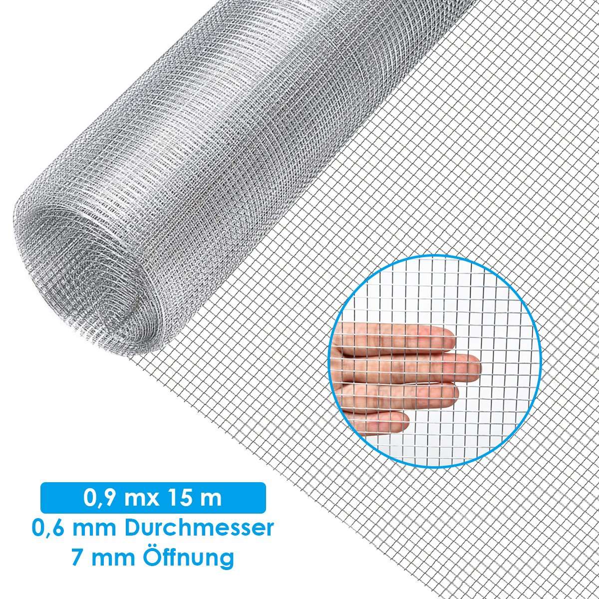 Iron Mesh 0.9x15m, 7mm Openings, Rust-Resistant Fence