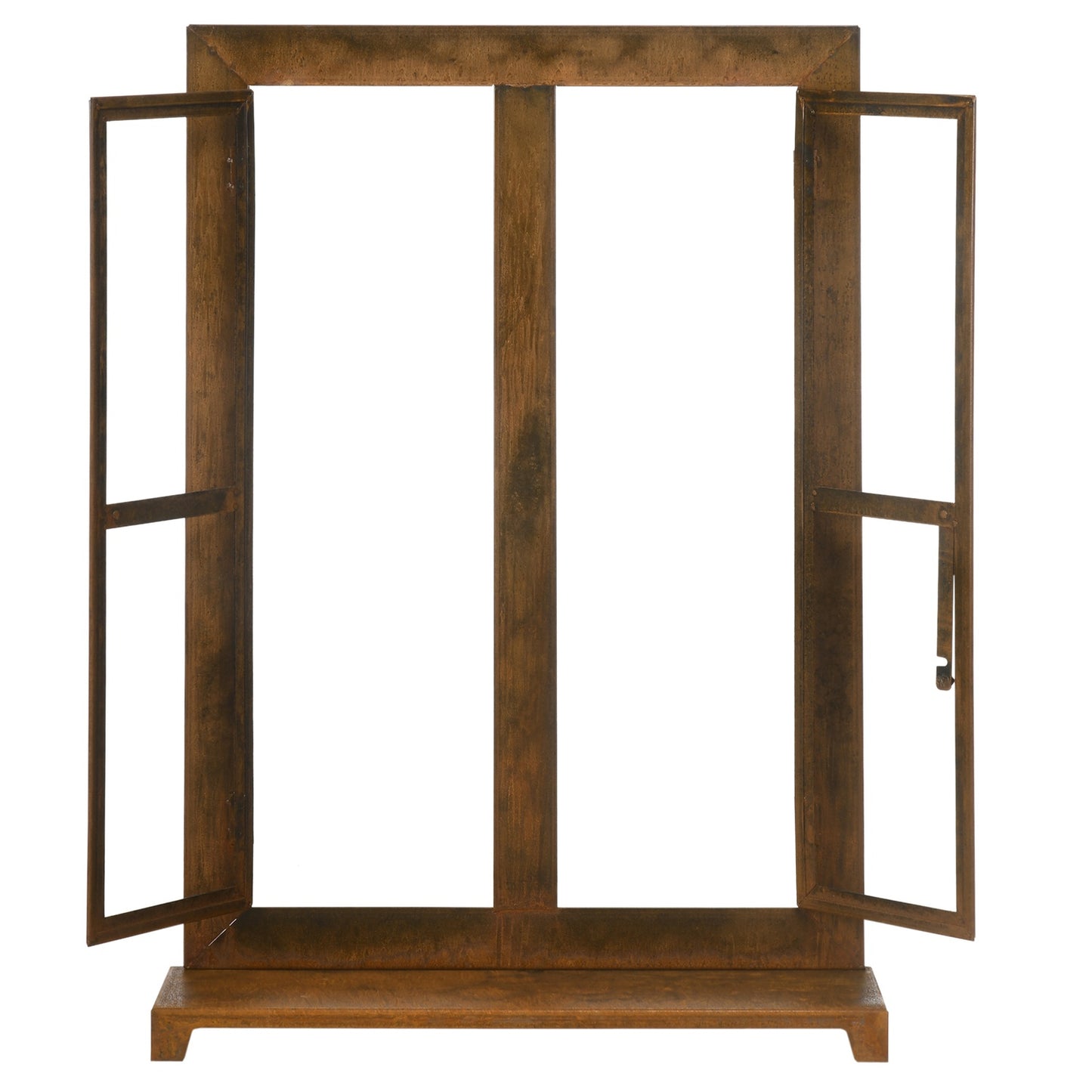 Rustic brown iron window, patina finish, 55x80 cm