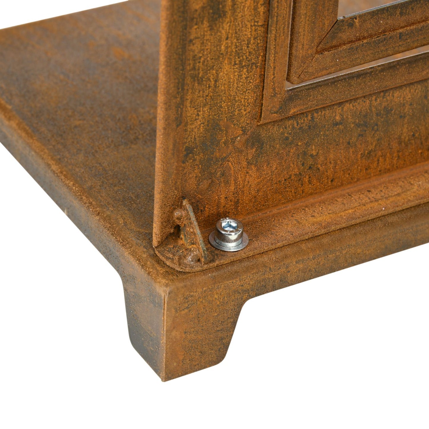 Rustic brown iron window, patina finish, 55x80 cm