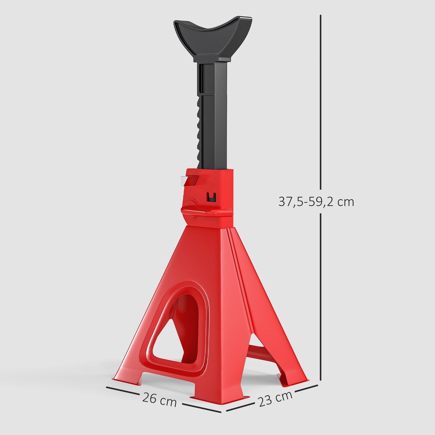 Jack stand 6 ton load capacity 2 pieces support stand including 2 safety pins height adjustable red
