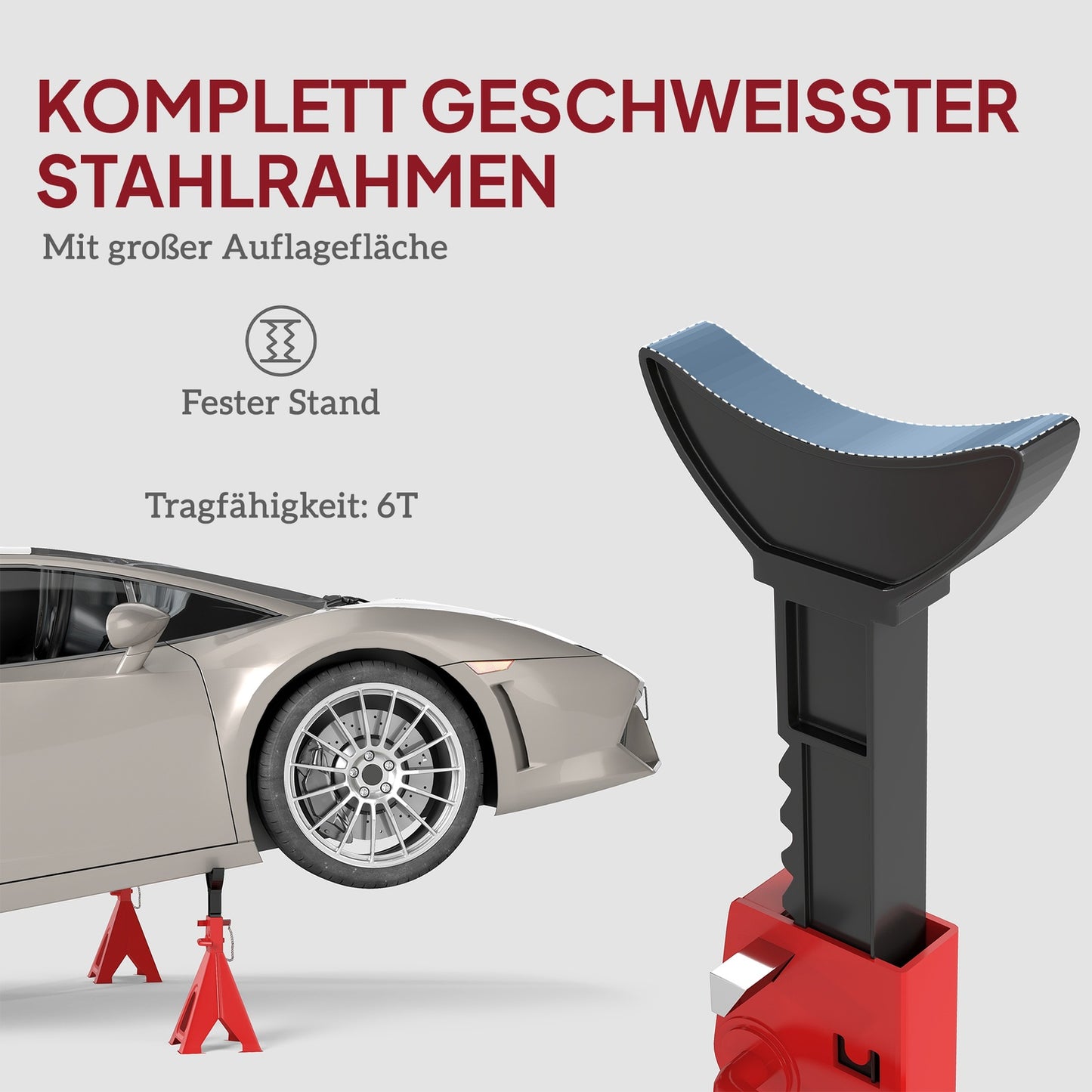 Jack stand 6 ton load capacity 2 pieces support stand including 2 safety pins height adjustable red