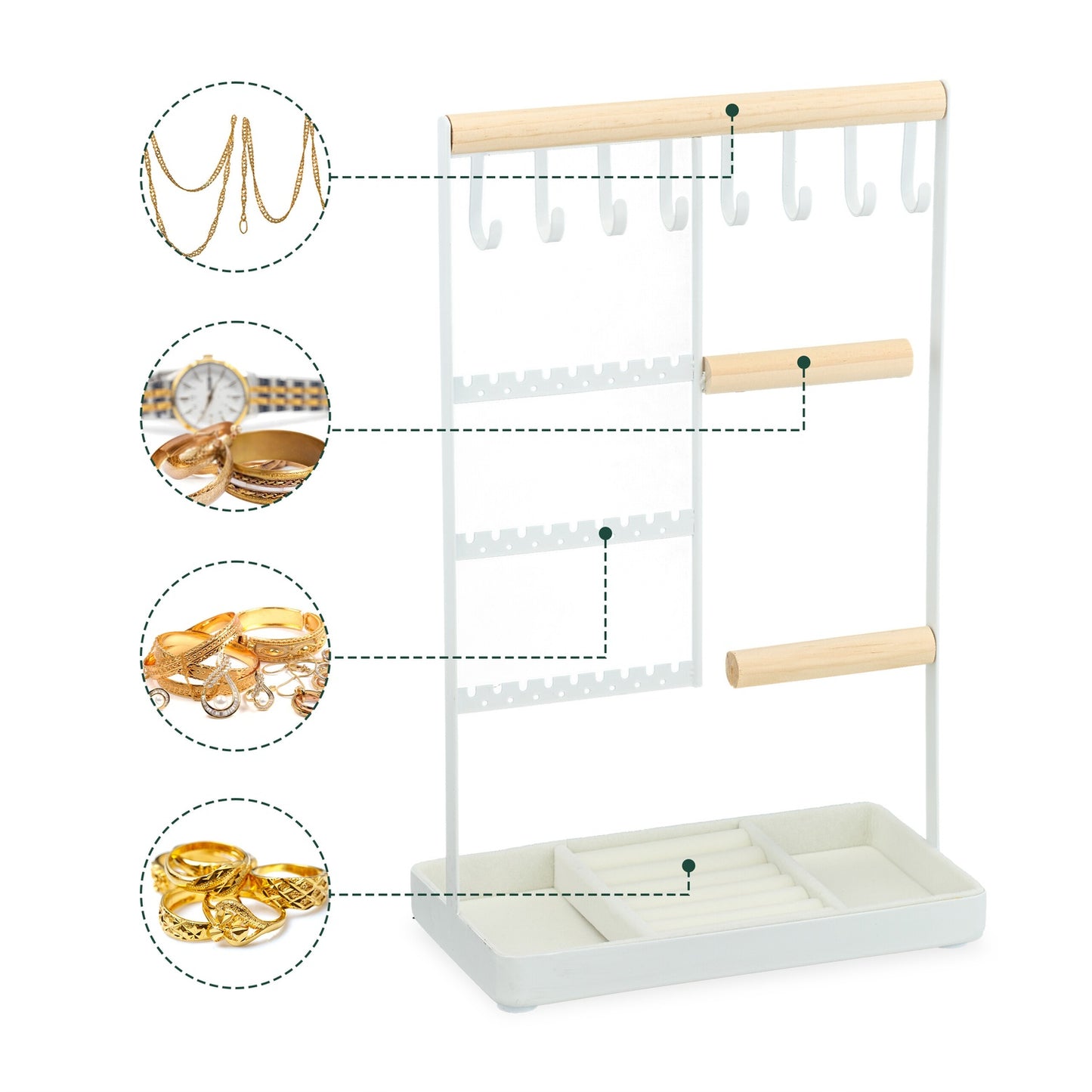 Jewelery stand with ring compartment