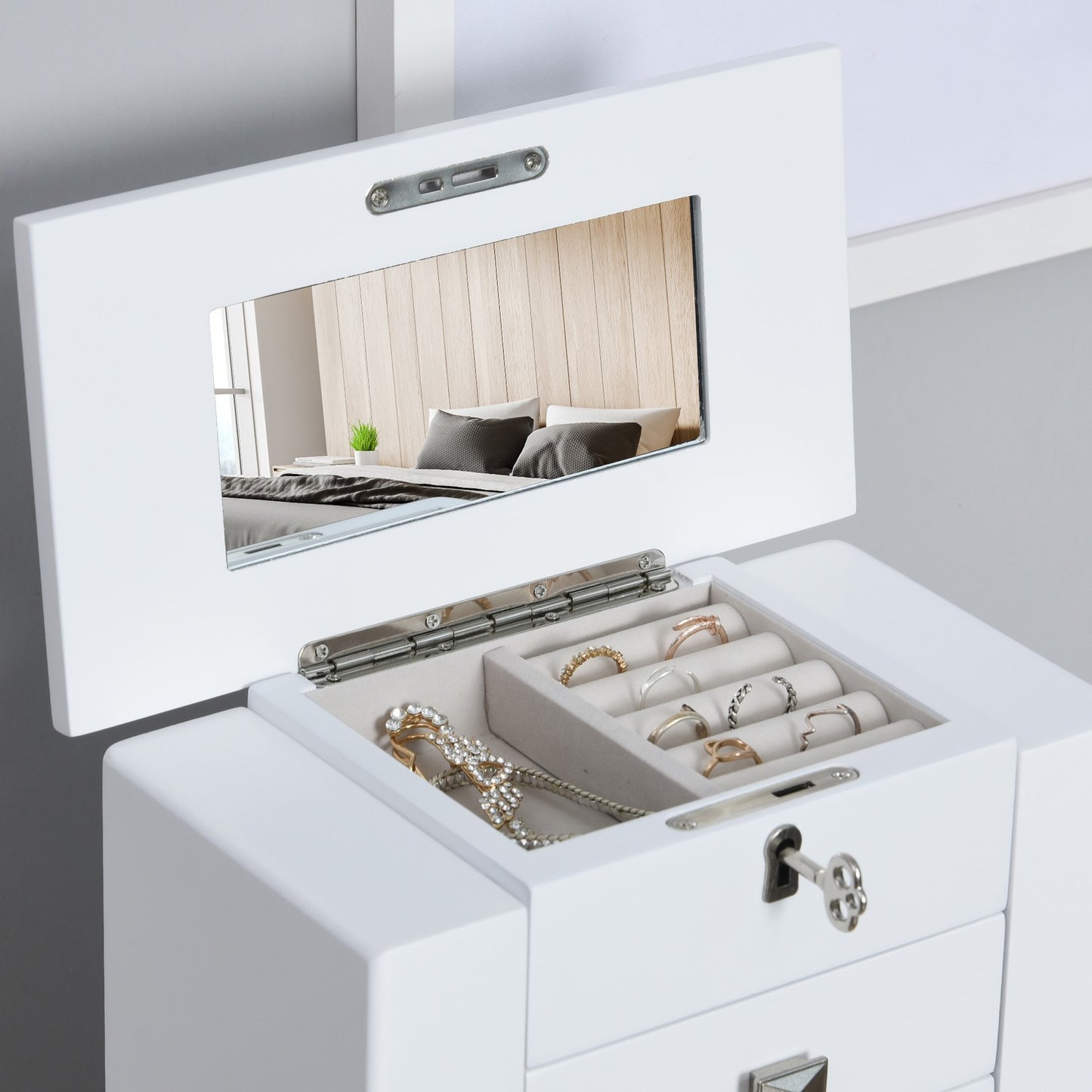 Jewelery cabinet with drawers, white, 25x14x34.5cm
